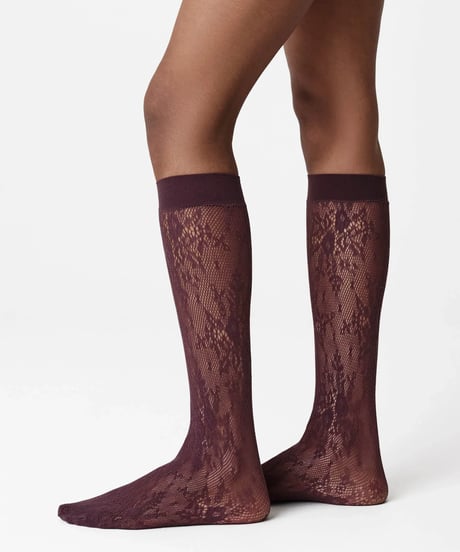 Swedish Stockings Rosa Lace Knee Highs in Huckleberry