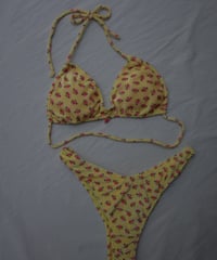 Flower Print Bikini Set in Yellow/Pink