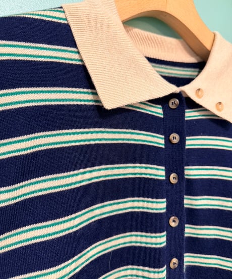 layered border polo knit