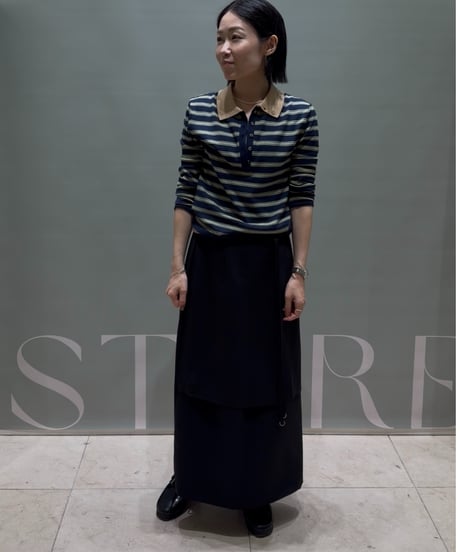 layered border polo knit