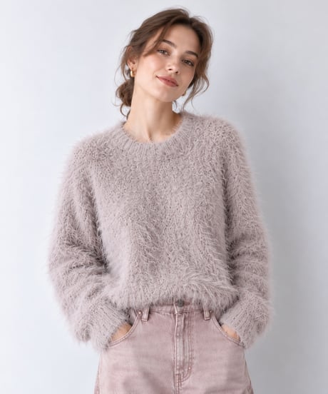 shaggy crew neck knit