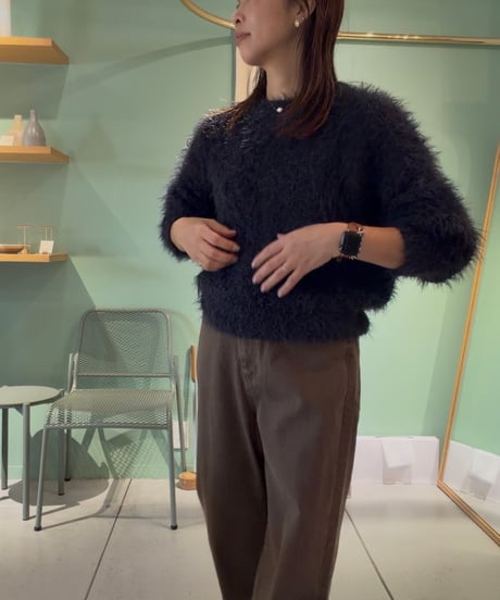 shaggy crew neck knit