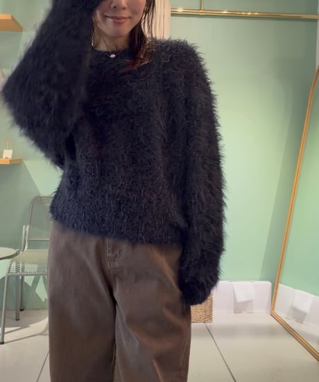 shaggy crew neck knit