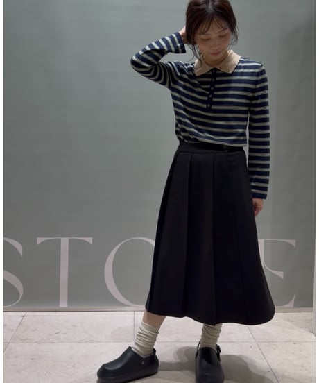 layered border polo knit