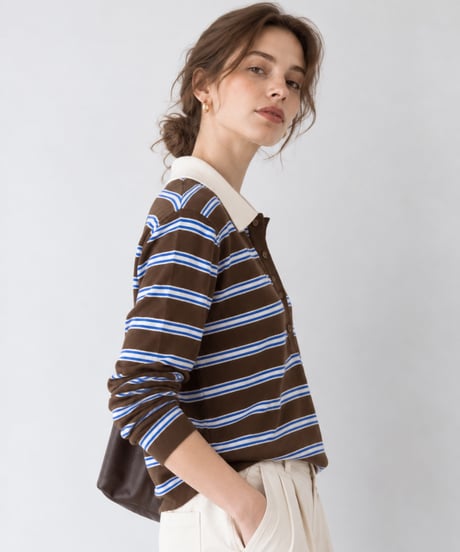 layered border polo knit