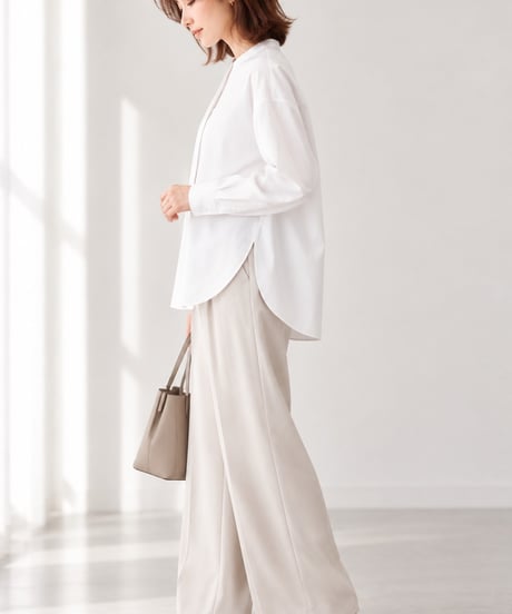 hidden placket band collar blouse