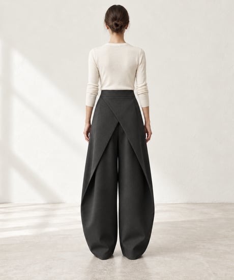 back layered wide pants