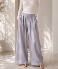 satin high waist straight long PT
