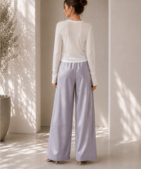 satin high waist straight long PT