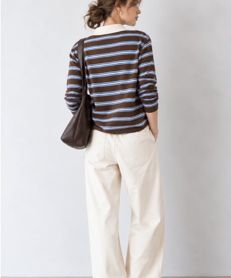 layered border polo knit