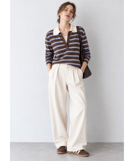 layered border polo knit