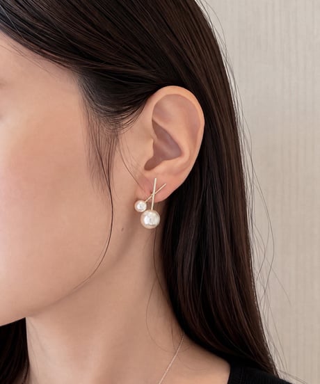 Double Pearl Line Pierce / ダブルパールラインピアス