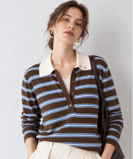 layered border polo knit