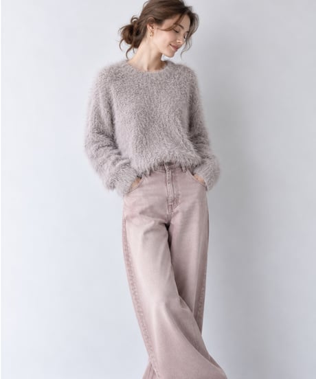 shaggy crew neck knit