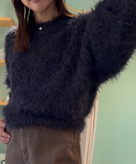 shaggy crew neck knit