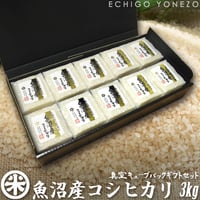 [新潟米 令和7年産]魚沼産コシヒカリ ギフトセット 3kg (300g×10) [真空キューブパック] ギフト専用シリーズ
