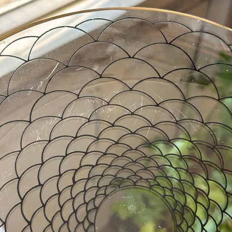 riihimaki ? glass plate line motif  L