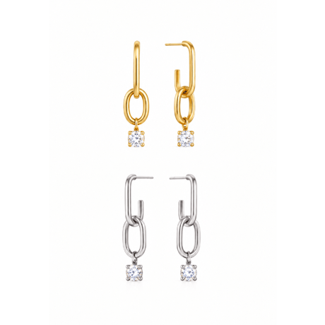 chain×crystal  ピアスorイヤリング