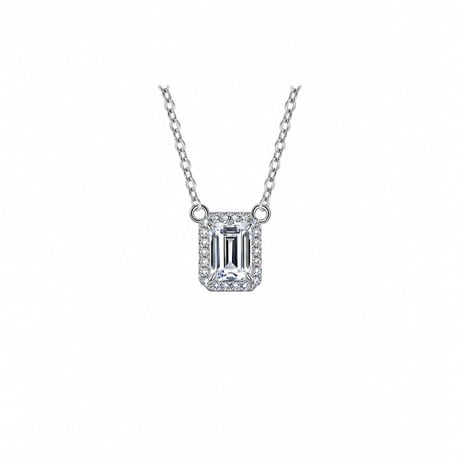ハイカーボンダイヤモンド エメラルドカット 1ct ネックレス