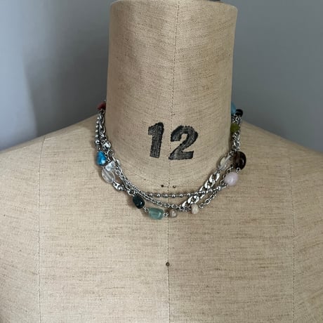 triple gemstone necklace✩₊ ༘𖤐˒˒*