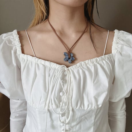 flower code necklace ₊｡ꕤ˚₊⊹-blue spot jasper-