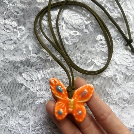 butterfly code necklaceೀ⋆⑅˚-orange-