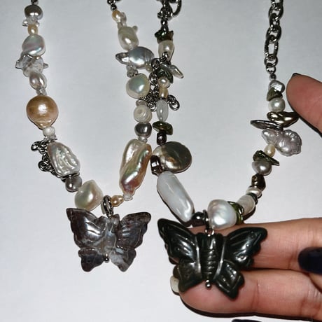butterfly pearl necklace ⋆₊ 𐦍˖˚ֶָ֢ ‧࿔ ❷