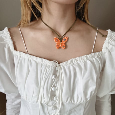 butterfly code necklaceೀ⋆⑅˚-orange-