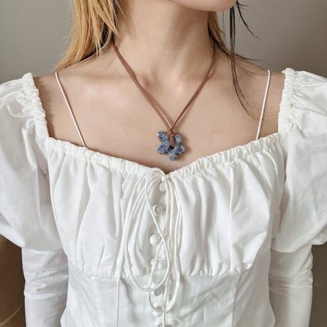 flower code necklace ₊｡ꕤ˚₊⊹-blue spot jasper-