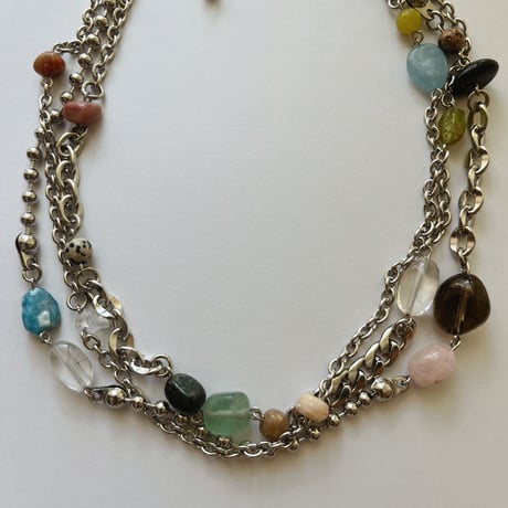 triple gemstone necklace✩₊ ༘𖤐˒˒*