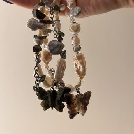 butterfly pearl necklace ⋆₊ 𐦍˖˚ֶָ֢ ‧࿔
