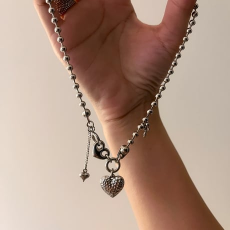 heart ball chain necklace✩*♡⋆₊