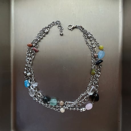 triple gemstone necklace✩₊ ༘𖤐˒˒*