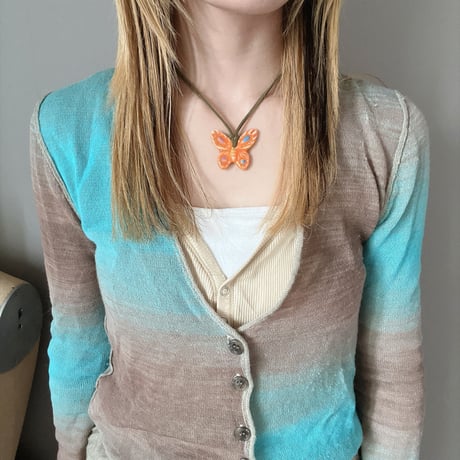 butterfly code necklaceೀ⋆⑅˚-orange-