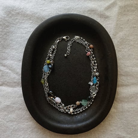 triple gemstone necklace✩₊ ༘𖤐˒˒*