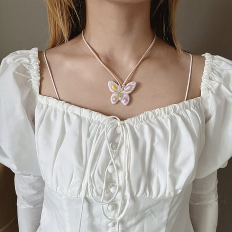 butterfly code necklace ࣪˖ ཐིཋྀ⑅˚-pink-