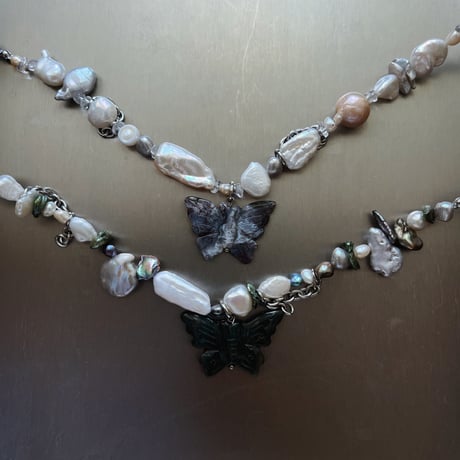 butterfly pearl necklace ⋆₊ 𐦍˖˚ֶָ֢ ‧࿔