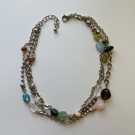 triple gemstone necklace✩₊ ༘𖤐˒˒*