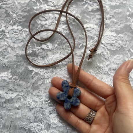 flower code necklace ₊｡ꕤ˚₊⊹-blue spot jasper-