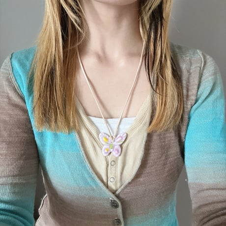 butterfly code necklace ࣪˖ ཐིཋྀ⑅˚-pink-