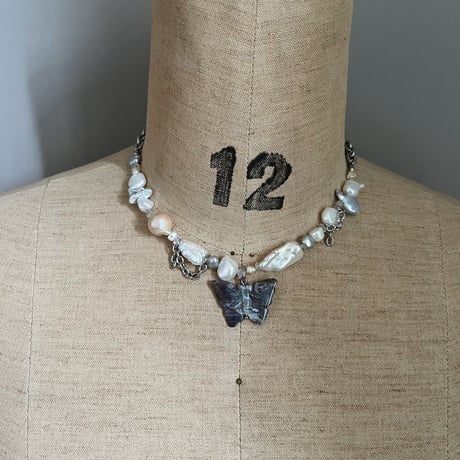 butterfly pearl necklace ⋆₊ 𐦍˖˚ֶָ֢ ‧࿔