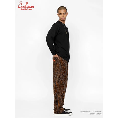 COOKMAN クックマン シェフパンツ セミワイド ブラウン Chef Pants Semiwide Corduroy Paisley Brown 231-63825