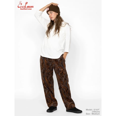 COOKMAN クックマン シェフパンツ セミワイド ブラウン Chef Pants Semiwide Corduroy Paisley Brown 231-63825