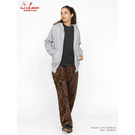 COOKMAN クックマン シェフパンツ セミワイド ブラウン Chef Pants Semiwide Corduroy Paisley Brown 231-63825