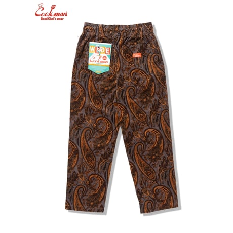 COOKMAN クックマン シェフパンツ セミワイド ブラウン Chef Pants Semiwide Corduroy Paisley Brown 231-63825