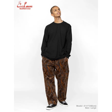 COOKMAN クックマン シェフパンツ セミワイド ブラウン Chef Pants Semiwide Corduroy Paisley Brown 231-63825