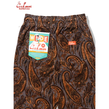 COOKMAN クックマン シェフパンツ セミワイド ブラウン Chef Pants Semiwide Corduroy Paisley Brown 231-63825