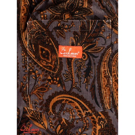 COOKMAN クックマン シェフパンツ セミワイド ブラウン Chef Pants Semiwide Corduroy Paisley Brown 231-63825
