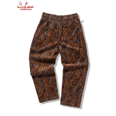 COOKMAN クックマン シェフパンツ セミワイド ブラウン Chef Pants Semiwide Corduroy Paisley Brown 231-63825