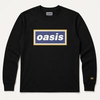 OASIS オアシス ロンTEE バンドTシャツ ブラックxネイビー/ゴールド Navy Gold Logo Long Sleeve T-Shirt 25 Ex-Tour
